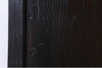 明治大正期の帯戸をリペア&カスタム!オリジナルのステンドグラスをはめ込み、濃い茶色で着色仕上げ。(引き戸、板戸、ガラス戸、建具)