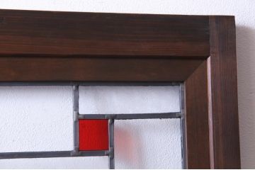 昭和初期の引き戸をリペア&カスタム!オリジナルのステンドグラスをはめ込み、自然な茶色で着色仕上げ。(ガラス戸、建具)