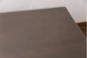 松本民芸家具のダイニングテーブルをリペア&カスタム!高品質リペアを施し、強化ガラスの天板を取り付け。(6人掛け、食卓)