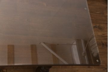 松本民芸家具のダイニングテーブルをリペア&カスタム!高品質リペアを施し、強化ガラスの天板を取り付け。(6人掛け、食卓)