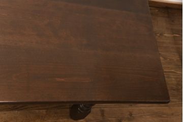 松本民芸家具のダイニングテーブルをリペア&カスタム!高品質リペアを施し、強化ガラスの天板を取り付け。(6人掛け、食卓)