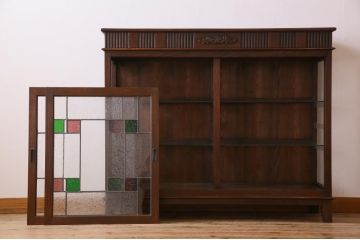 大正昭和初期のキャビネットをリペア&カスタム!建具にオリジナルのステンドグラスを使用。(ガラスケース、収納棚、戸棚)