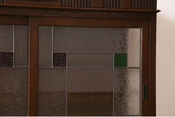 大正昭和初期のキャビネットをリペア&カスタム!建具にオリジナルのステンドグラスを使用。(ガラスケース、収納棚、戸棚)