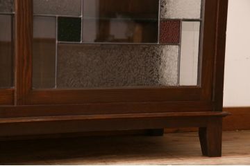 大正昭和初期のキャビネットをリペア&カスタム!建具にオリジナルのステンドグラスを使用。(ガラスケース、収納棚、戸棚)