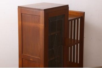 木製本箱をリペア&カスタム!建具にオリジナルのステンドグラスを使用。(収納棚、戸棚、キャビネット、ブックケース)
