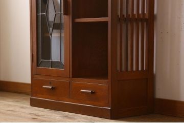 木製本箱をリペア&カスタム!建具にオリジナルのステンドグラスを使用。(収納棚、戸棚、キャビネット、ブックケース)