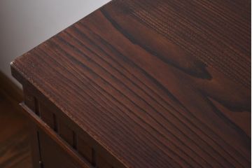 大正昭和初期のガラスキャビネットをリペア&カスタム!建具にオリジナルのステンドグラスを使用。(収納棚、戸棚、サイドボード、ガラスケース)