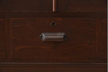 大正昭和初期のガラスキャビネットをリペア&カスタム!建具にオリジナルのステンドグラスを使用。(収納棚、戸棚、サイドボード、ガラスケース)