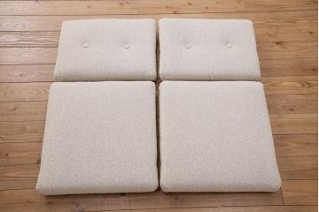ヴィンテージの1人掛けソファ2脚をリペア&カスタム!指定の生地に座面を張り替え、脚部は強度とがたつきを調整。(アームチェア、椅子)