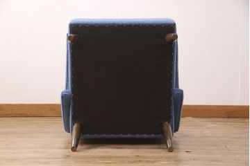 ヴィンテージの1人掛けソファをリペア&カスタム!指定の生地に張り替え、ボタンと縁のパイピングを再現。(1Pソファ、アームソファ)