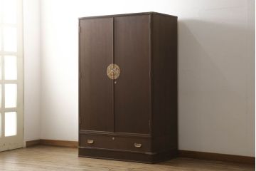 伝統工芸士・中沢和夫作の加茂桐箪笥をリペア&カスタム!オーク系の着色仕上げ。(胴丸、総桐たんす、ワードローブ、衣装箪笥、和タンス、洋服タンス)