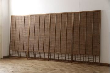 御簾戸4枚をリペア&カスタム!損傷個所を修復しリサイズ。現状の色味を活かして着色仕上げ。(簾戸、簀戸、葭戸、夏障子、夏戸、葦戸)