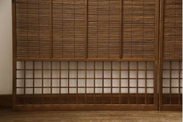 御簾戸4枚をリペア&カスタム!損傷個所を修復しリサイズ。現状の色味を活かして着色仕上げ。(簾戸、簀戸、葭戸、夏障子、夏戸、葦戸)