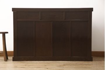 水屋箪笥サイドボードをリペア&カスタム!引き戸裏面をクリアガラスに変更し、本体を現状の色味をベースに着色仕上げ。(キャビネット、食器棚、戸棚、収納棚)