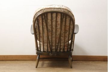 アーコールの1人掛けソファとオットマンの背ッとをリペア&カスタム!生地を張替えパイピング加工。木部は1トーン落ち着いた色味に着色仕上げ。(アームチェア、一人掛けソファ)