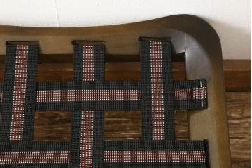 アーコールの1人掛けソファとオットマンの背ッとをリペア&カスタム!生地を張替えパイピング加工。木部は1トーン落ち着いた色味に着色仕上げ。(アームチェア、一人掛けソファ)