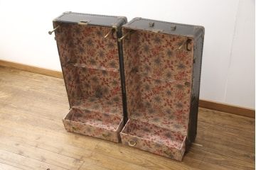 和製アンティークのトランクをリペア&カスタム!縁を面取りしたガラス天板を取り付けローテーブルに。(ローテーブル、センターテーブル、収納)