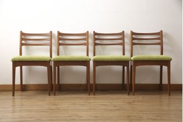 ビンテージのチェア4脚セットをリペア&カスタム!座面を張り替え、木部は1トーン落ち着いた色味に着色仕上げ。(ダイニングチェア、椅子、ヴィンテージ、北欧)