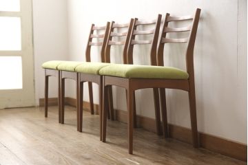 ビンテージのチェア4脚セットをリペア&カスタム!座面を張り替え、木部は1トーン落ち着いた色味に着色仕上げ。(ダイニングチェア、椅子、ヴィンテージ、北欧)