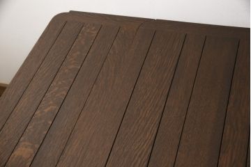 イギリスアンティークのテーブルの見た目を変えずに綺麗にリペア!1トーン落ち着いた色味に着色し、ワックス塗装仕上げ。(エクステンションテーブル、ダイニングテーブル、拡張式テーブル)
