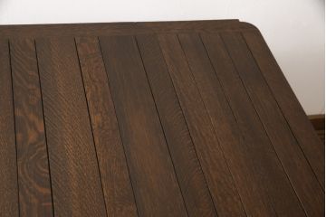 イギリスアンティークのテーブルの見た目を変えずに綺麗にリペア!1トーン落ち着いた色味に着色し、ワックス塗装仕上げ。(エクステンションテーブル、ダイニングテーブル、拡張式テーブル)