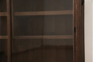 ガラス戸棚をリペア&カスタム!脚の取り付け、棚板・棚受を追加製作。本体は現状をベースに着色。(収納棚、戸棚、キャビネット)