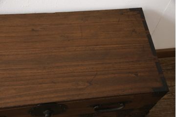 総桐箪笥ローボードをリペア&カスタム!天板を内側から補強。修繕箇所を本体と馴染むよう着色。 (桐たんす、和たんす、ローチェスト、テレビ台、引き出し)