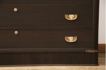 加茂総桐箪笥をリペア&カスタム!内部はそのままに、本体外側のみブラウン系で着色。(総桐たんす、引き出し、チェスト、着物箪笥、和タンス)