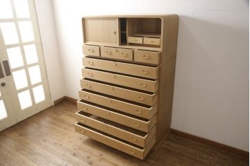 総桐紀州箪笥をリペア&カスタム!本体は蜜蝋ワックスにて木地色仕上げ。(四方丸、胴厚、総桐箪笥、桐たんす、引き出し、チェスト、衣装箪笥)