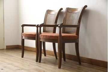 ダイニングチェア6脚セットをリペア&カスタム!座面をご希望の生地に張り替え。同生地・同系色の生地にてパイピングを取付け。(イス、椅子、アームチェア)