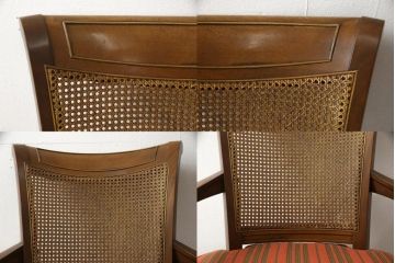 ダイニングチェア6脚セットをリペア&カスタム!座面をご希望の生地に張り替え。同生地・同系色の生地にてパイピングを取付け。(イス、椅子、アームチェア)