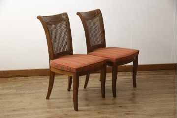 ダイニングチェア6脚セットをリペア&カスタム!座面をご希望の生地に張り替え。同生地・同系色の生地にてパイピングを取付け。(イス、椅子、アームチェア)