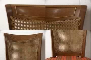 ダイニングチェア6脚セットをリペア&カスタム!座面をご希望の生地に張り替え。同生地・同系色の生地にてパイピングを取付け。(イス、椅子、アームチェア)
