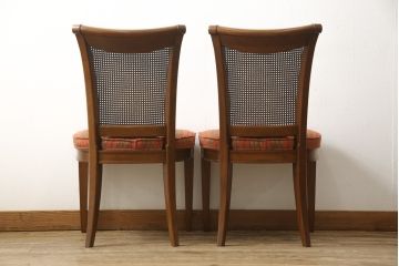 ダイニングチェア6脚セットをリペア&カスタム!座面をご希望の生地に張り替え。同生地・同系色の生地にてパイピングを取付け。(イス、椅子、アームチェア)