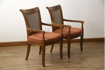 ダイニングチェア6脚セットをリペア&カスタム!座面をご希望の生地に張り替え。同生地・同系色の生地にてパイピングを取付け。(イス、椅子、アームチェア)