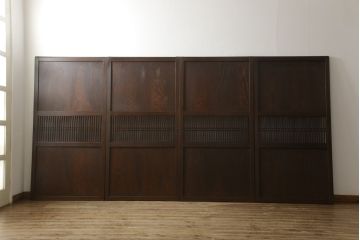 格子帯戸4枚をリペア&カスタム!葵戸引手を取り付け、色味は当店商品を参考に着色。(板戸、引き戸、建具)