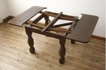 ドローリーフテーブルをリペア&カスタム!ご要望の高さに脚をカットし、補修箇所・本体は現状の色味を活かし統一して着色。(ダイニングテーブル、食卓、エクステンションテーブル、拡張式テーブル)