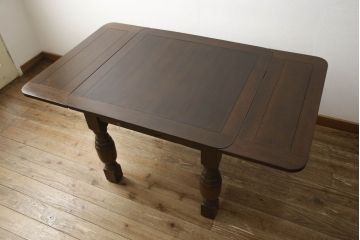 ドローリーフテーブルをリペア&カスタム!ご要望の高さに脚をカットし、補修箇所・本体は現状の色味を活かし統一して着色。(ダイニングテーブル、食卓、エクステンションテーブル、拡張式テーブル)