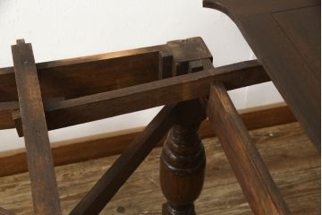 ドローリーフテーブルをリペア&カスタム!ご要望の高さに脚をカットし、補修箇所・本体は現状の色味を活かし統一して着色。(ダイニングテーブル、食卓、エクステンションテーブル、拡張式テーブル)