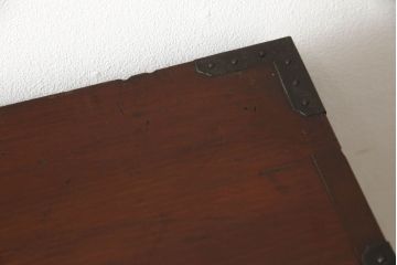 最上箪笥をリペア&カスタム!前面は現状の色味を活かしクリアワックス、側面と天板は現状の品物に合わせて1トーン程落ち着いた色に着色。(時代箪笥、桐たんす、和タンス、収納箪笥、引き出し、チェスト)