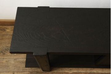 ロータイプ飾り棚をリペア&カスタム!下段背面に配線用の穴開け加工。取り外し可能な棚板を製作し、棚板の配線通し加工。(テレビ台、飾り台、ローボード、ヴィンテージ)