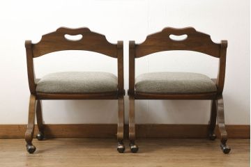 ダイニングチェア4脚をリペア&カスタム!ウレタンスポンジを交換し、希望の生地で座面を張替え。本体は元の木色をベースにキズをなじませて仕上げ。(サイドチェア、椅子、イス)