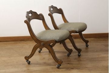 ダイニングチェア4脚をリペア&カスタム!ウレタンスポンジを交換し、希望の生地で座面を張替え。本体は元の木色をベースにキズをなじませて仕上げ。(サイドチェア、椅子、イス)
