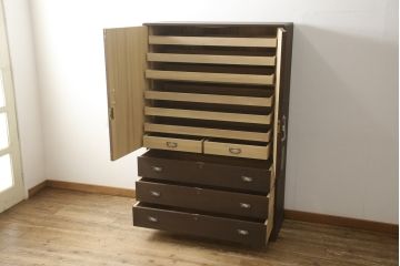 総桐箪笥をリペア&カスタム!色味は当店オーダー家具を参考にチェスナット系に着色。 (並厚、桐たんす、着物箪笥、和タンス、衣装箪笥、引き出し)