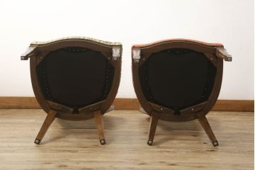 ダイニングチェア2脚をリペア&カスタム!それぞれ1脚ずつご希望の生地で座面を張り替え。(椅子、イス)