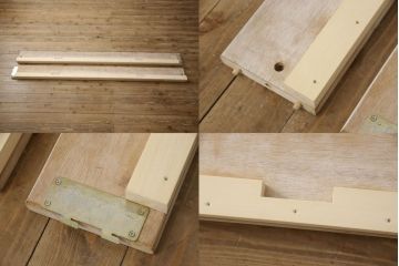 ベッドフレームをリペア&カスタム!べッドに合わせてスノコを製作。スノコ側面の4辺は本体の色味に合わせ白にてペイントし、本体は現状の色味を活かして仕上げ。(キングサイズ)