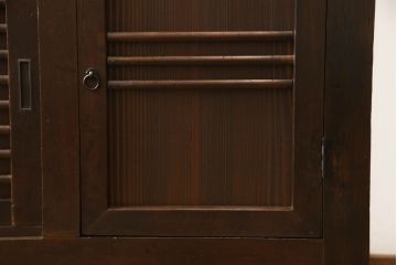 水屋箪笥サイドボードの見た目を変えずに綺麗にリペア!!本体は現状の色味を活かして仕上げ。(収納棚、テレビ台、キャビネット)