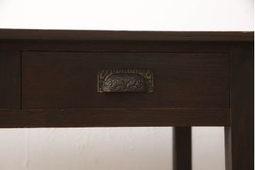 大正期の平机をリペア&カスタム!高品質リペアを施し、1トーン落ち着いた色味に着色仕上げ。(ワークデスク、在宅ワーク、在宅用、作業台)