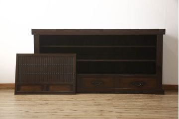水屋箪笥のサイドボードをリペア&カスタム!天板上部のズレ止めは平らになるよう修正。現状のお品物に合わせて着色。(キャビネット、収納棚、食器棚、収納箪笥)
