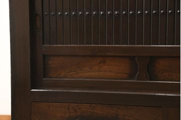水屋箪笥のサイドボードをリペア&カスタム!天板上部のズレ止めは平らになるよう修正。現状のお品物に合わせて着色。(キャビネット、収納棚、食器棚、収納箪笥)